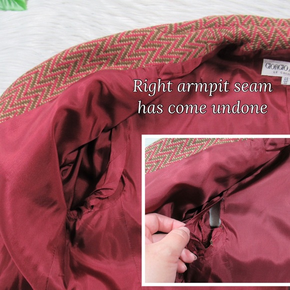 GIORGIO ARMANI Vintage Wool Chevron Single Button Blazer Women’s 44 US Size 10 - Picture 10 of 12